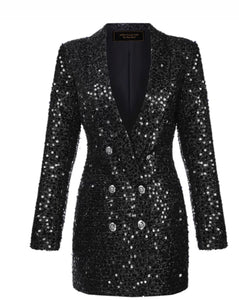 Taylor Black Sequin Blazer Dress – MBM ...